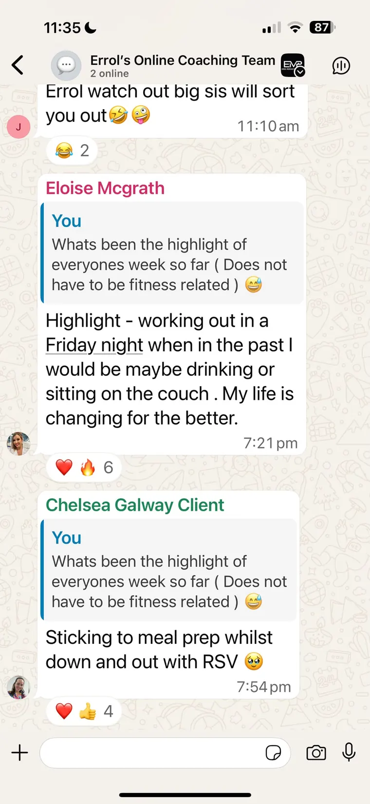 Client community accountability screenshot